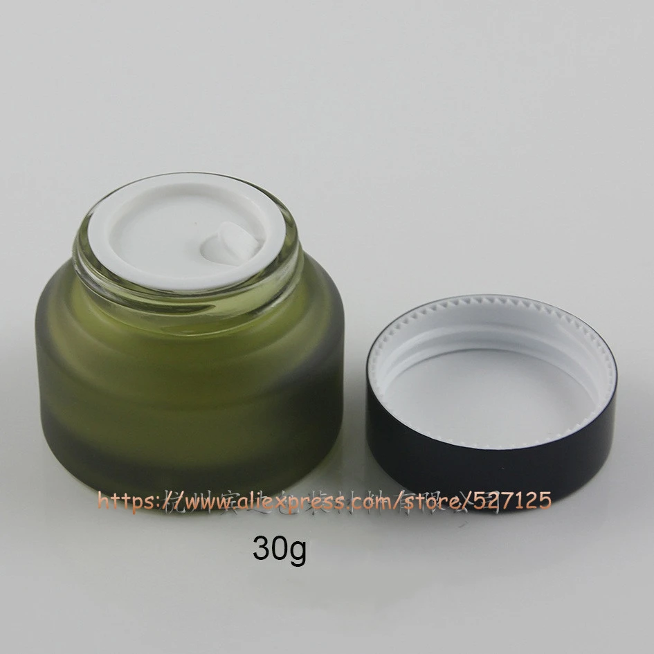 15g 30g 50g Olive Green Frosted Glass Cream Jar Cosmetic Eye Can Mask Pot Facial Lotion Tin Sample Skin Care Container - купить по