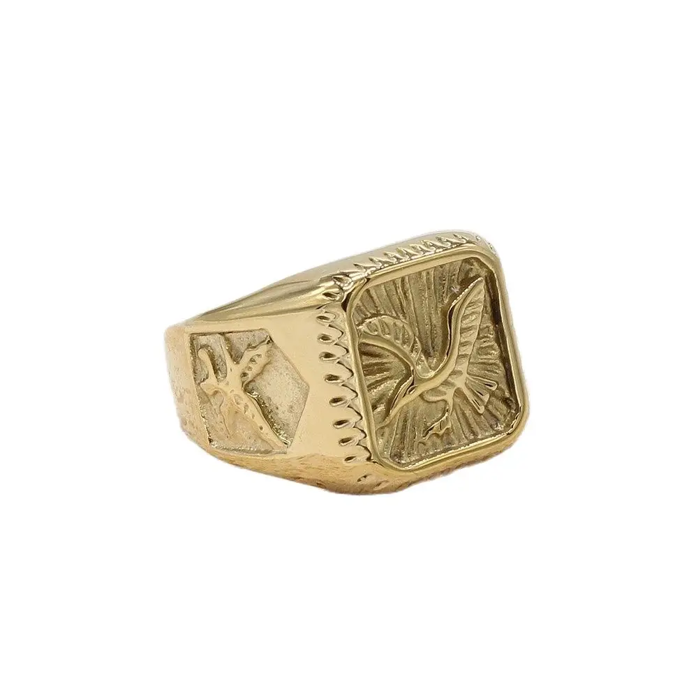 

Fashion Stainless Steel The Eagle Wings Ring Couples Men And Women Trendy Simple Punk Jewelry Gift 6016