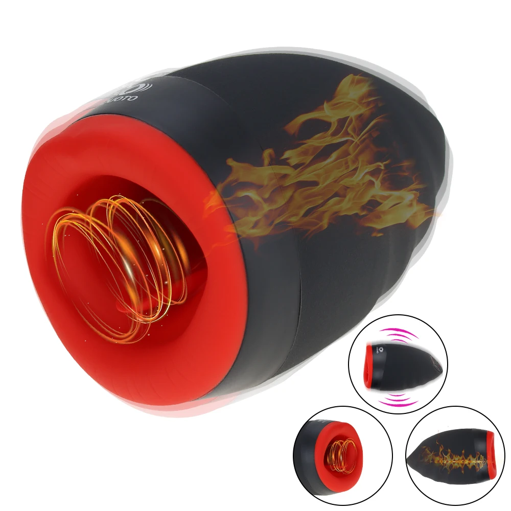 Мужской мастурбатор чашка Автоматический нагрев вибратор 6 режимов язык головки