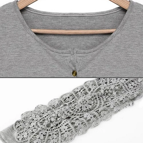 

T-Shirt Female Autumn Tops and Tees Casual T-shirts Fashion Women Sexy Long Sleeve Cotton Shirt Lace T-shirts Loose Top T-shirt