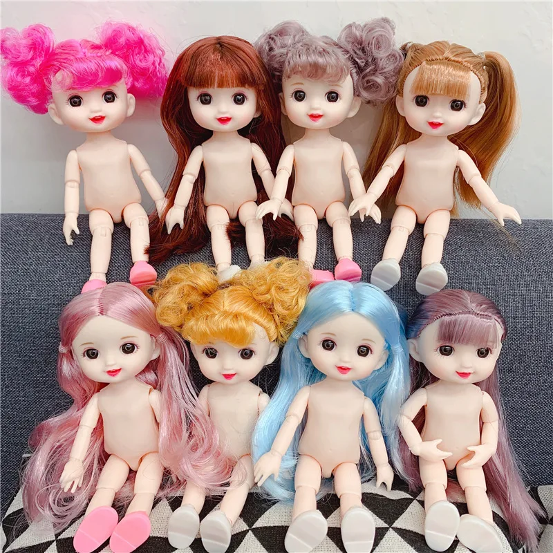 

New 1/12 13 Movable Jointed Dolls Toys Mini 16cm BJD Baby Girl Doll Naked Nude Body 3D Brown Eyes Dolls Toy for Girls Gift