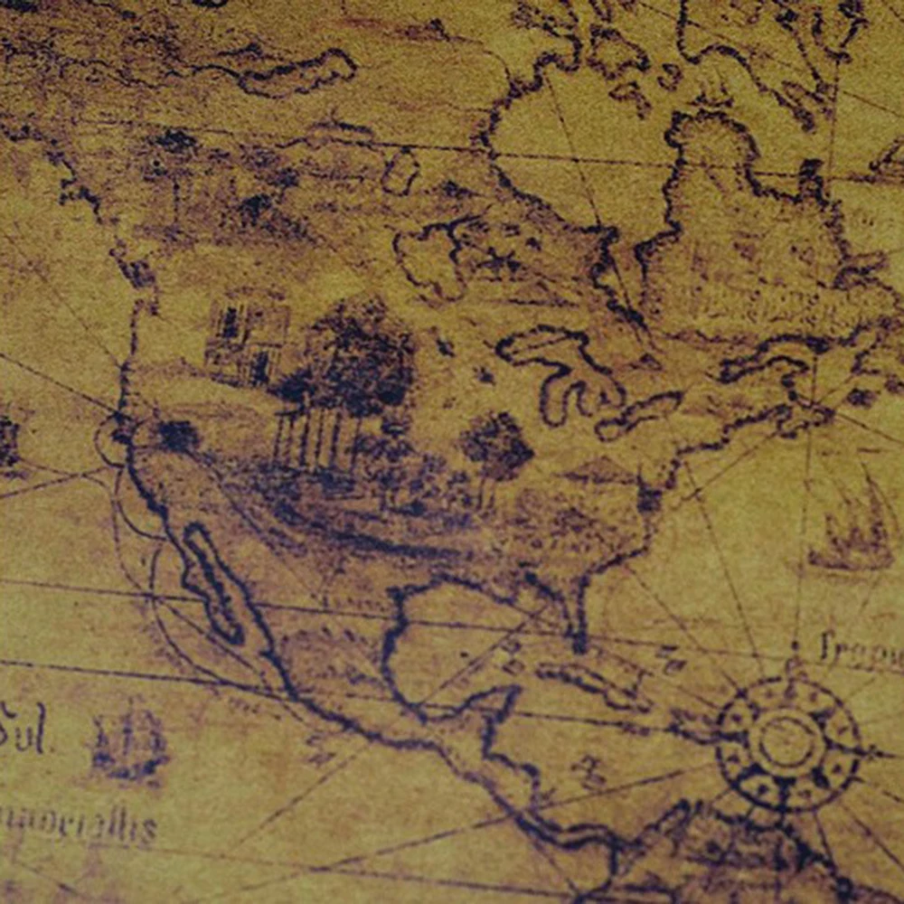 

1 pcs 72*51cm European vintage medieval ancient treasure map nostalgic kraft paper interior decoration wall painting