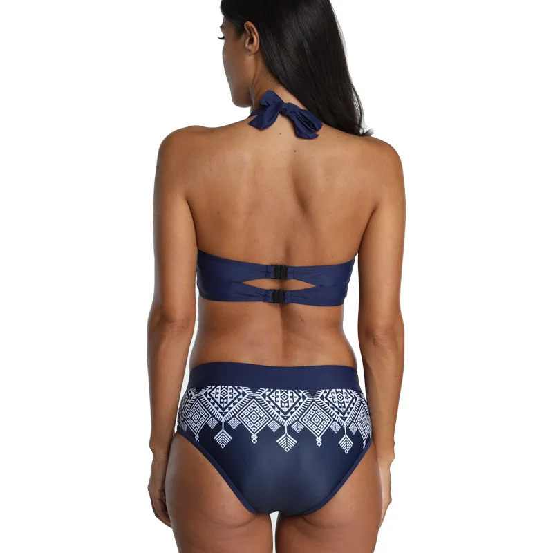 Купальник бикини Женский Плюс Размер пуш ап 2020 темно синий комплект из двух