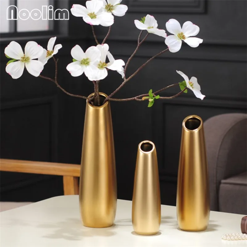 Скандинавская матовая Золотая и серебряная керамическая ваза для цветов