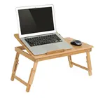 Стол компьютерный из бамбука для кровати, простой складной регулируемый столик для ноутбука с вентилятором