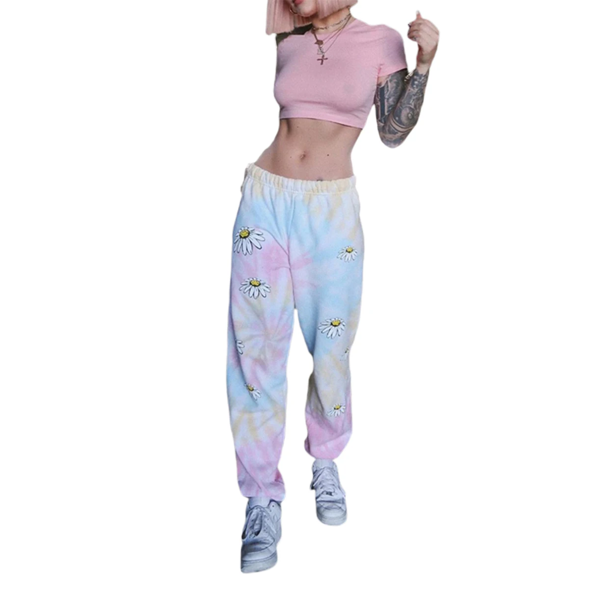 

Ladies Women Casual Jogger Pants Fashion Daisy Tie Dye Printed Lounge Pants Trousers Sweatpants