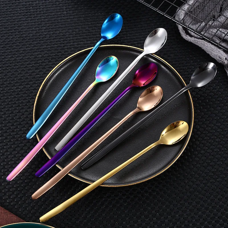 

20*2.3cm Stainless Steel Long Handle Spoon Coffee Tea Ice Cream Stirring Spoons Teaspoons Creative Tableware Kitchen Utensils