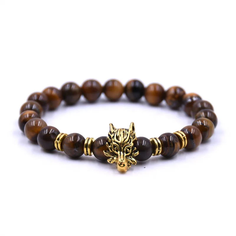 HYHONEY 8 мм натуральный камень черные бусины лавы чакра браслеты bijoux бронза голова