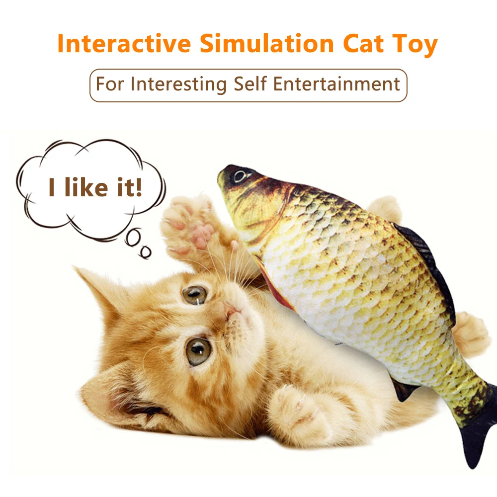 

Electronic Pet Cat Plush Toy USB Charging Simulation Fish Toy Electric Dog Cat Chewing Playing Biting Supplies Interactive Gift