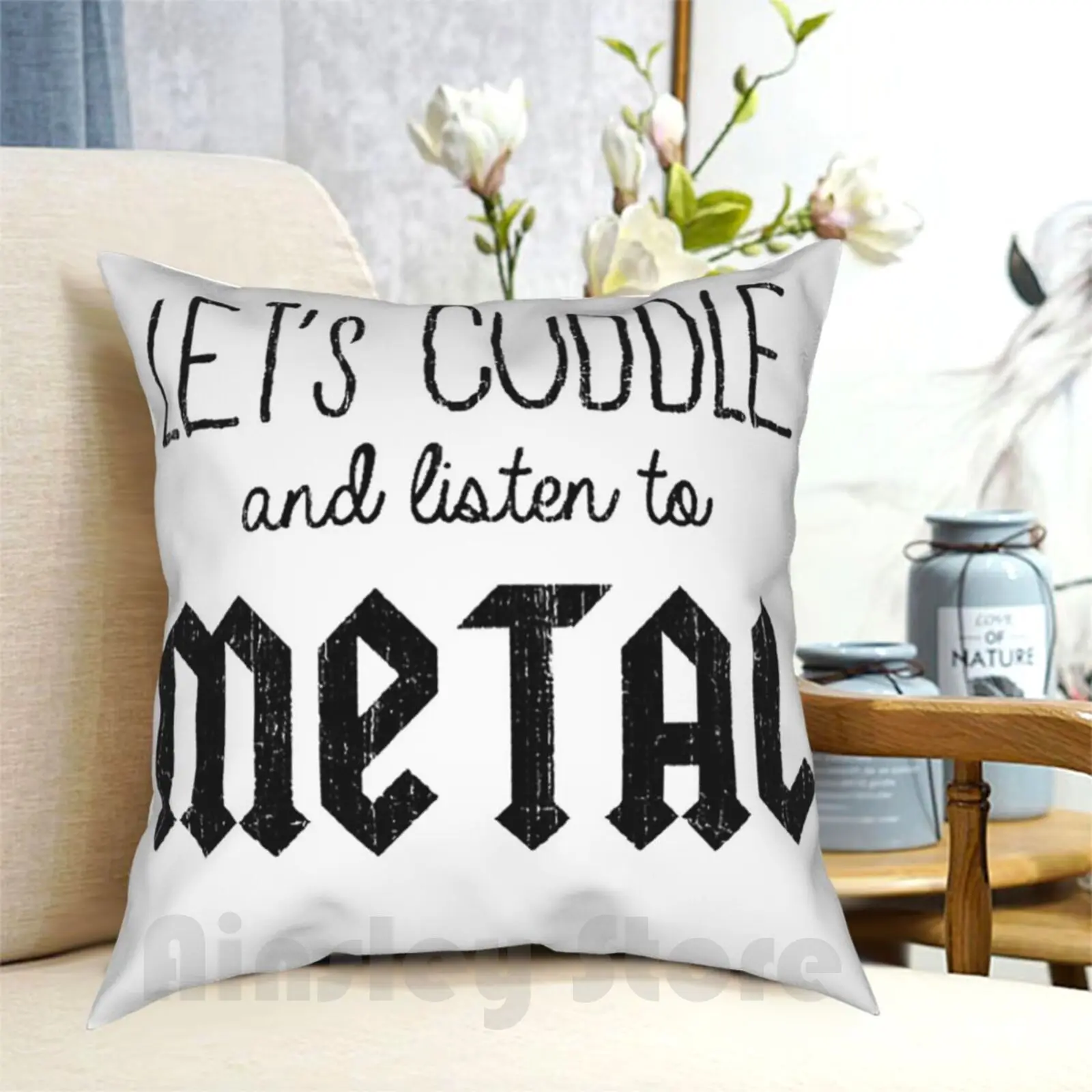 

Let'S Cuddle And Listen To Metal Pillow Case Printed Home Soft Throw Pillow Metal Music Cuddle Keep Calm