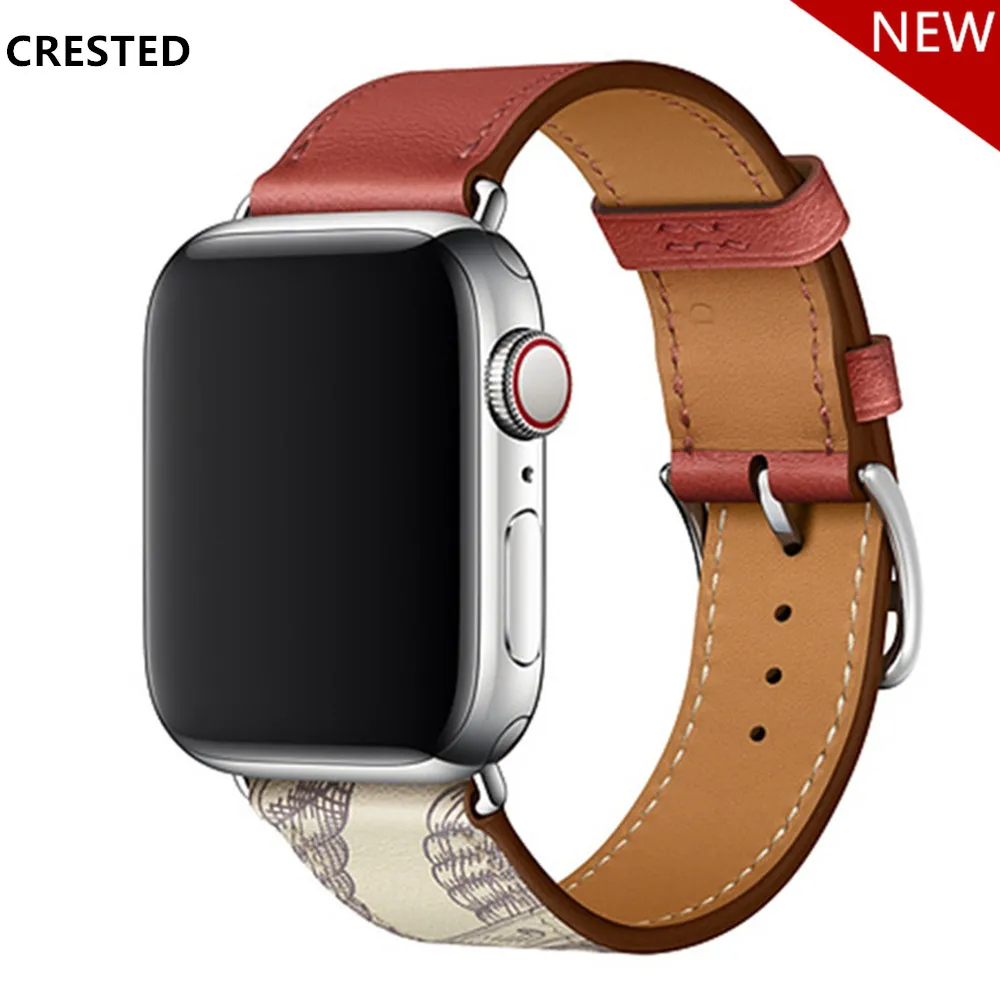 Ремешок кожаный для Apple Watch band браслет iwatch 42 мм 38 5 4 3 44 40 мм|Ремешки часов| |