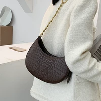 leftside crocodile pattern pu leather saddle bags for women 2022 handbags and purses female summer travel crossbody shoulder bag
