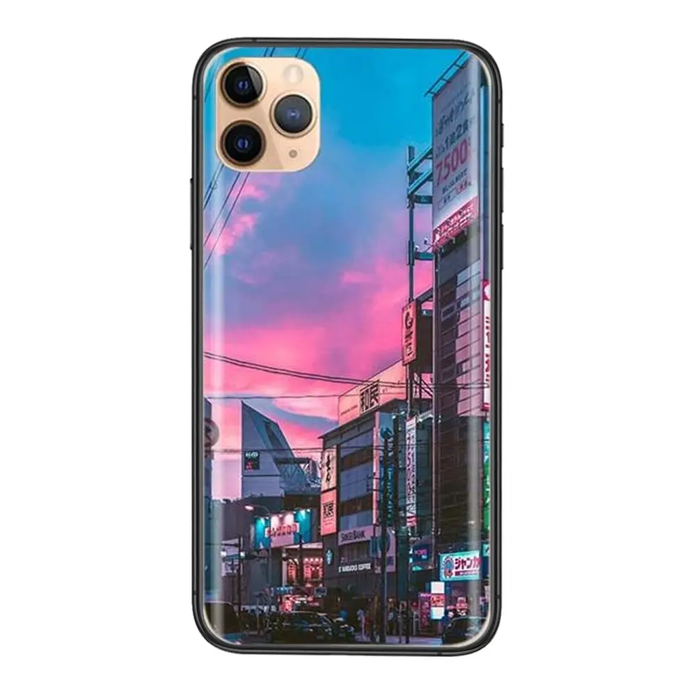 Япония Эстетическая для iPhone 11 12 Pro Mini Max Plus X XS XR 8 7 6S SE 5 5C 5S 2020 Черная задняя крышка |