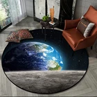Круглый ковер с изображением земли Луны звезд Вселенной, напольный коврик для стула, мягкие коврики для гостиной, противоскользящий ковер, декоративный ковер для спальни