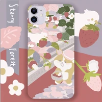 starry forest strawberry illustrated beautiful cute case for iphone 11 pro max 8p 7p xs xr mobile shell protector