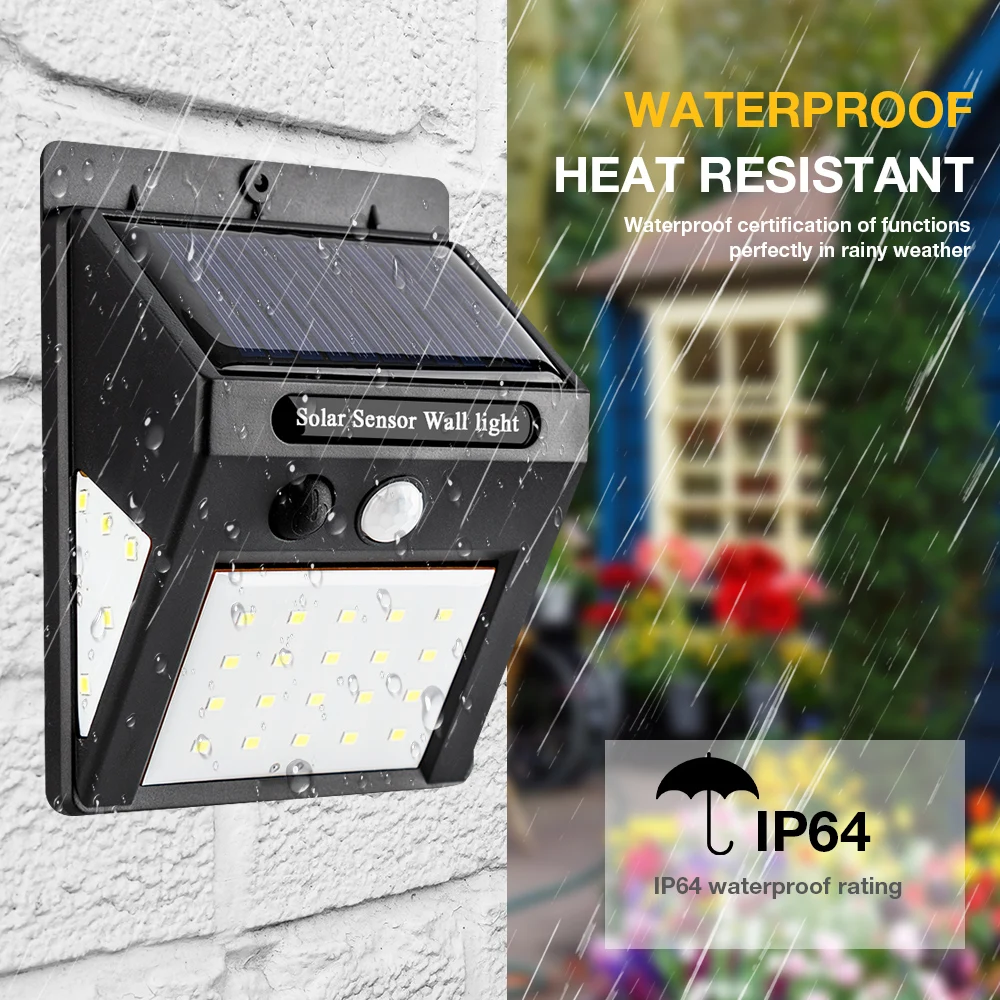 Уличная настенная лампа на солнечной батарее водонепроницаемый Светодиодный