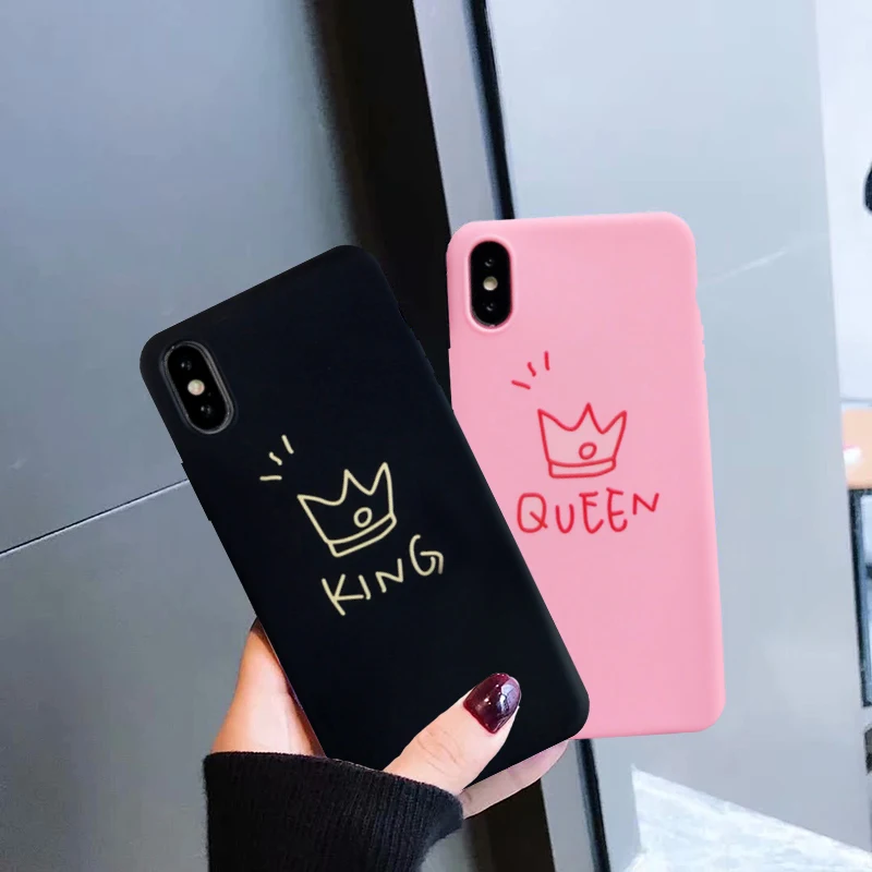 JAMULAR милый мультяшный Корона пара чехол для iPhone 7 11 Pro X XS MAX XR 8 6 6s Plus Король Королева