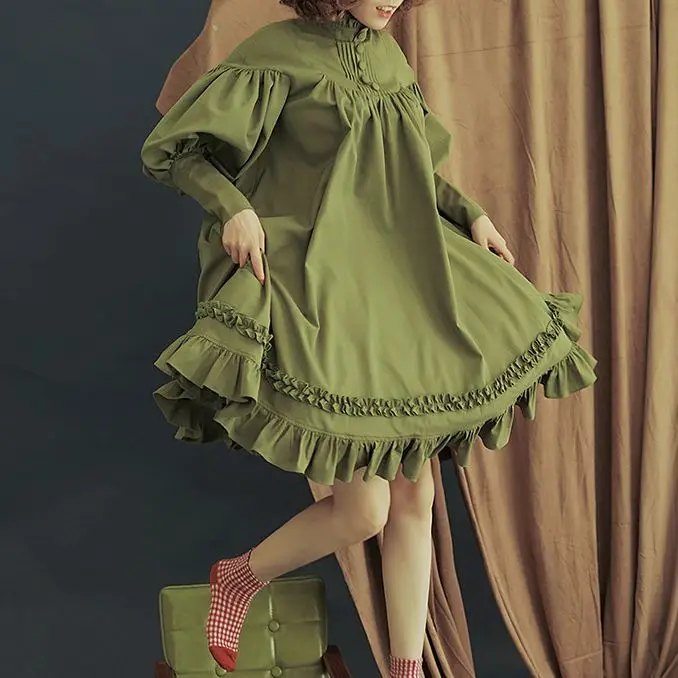 

Vintage Dress Long Sleeve Plus Size Goth Punk Dresses For Women Casual Elegant Cute Party Wedding Lantern Sleeve Sweet Lolita