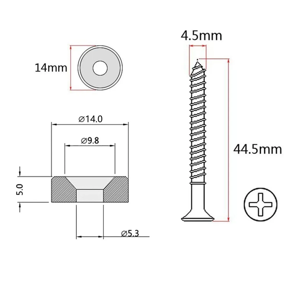 

Neck Ferrule Plate Screw With 14 Mm Diameter 4 Set Basses Bushings&Bolts