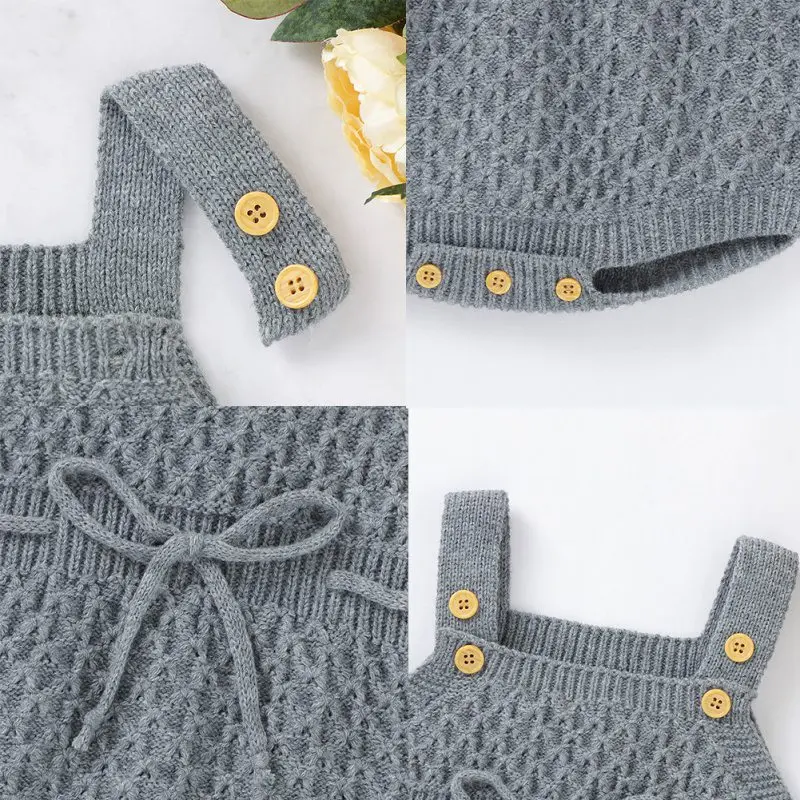 

Baby Spring Autumn Clothing Newborn Infant Baby Boy Girl Knitted Bodysuit Jumpsuit Sleeveless Outfits Wool Solid Clothes