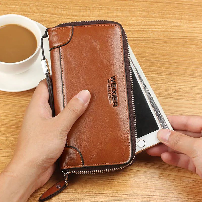 Длинный мужской кошелек держатель для карт из искусственной кожи брендовый