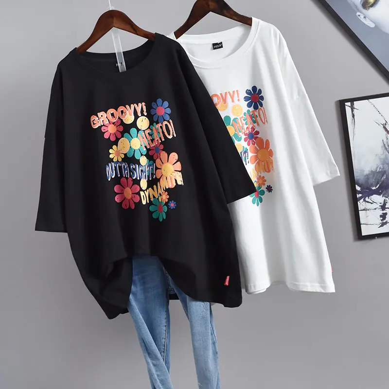 

Цветные футболки с цветочным принтом, женские летние футболки с графическим рисунком, забавные женские футболки с коротким рукавом, свобод...