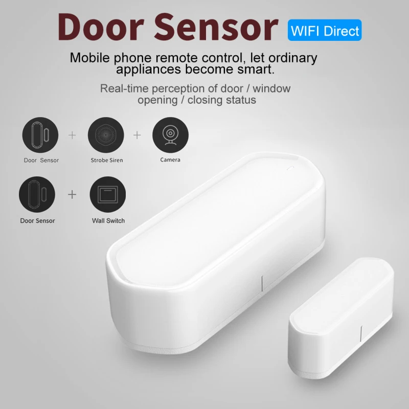 

Smart Home WiFi Smarts Door Window Sensor Tuya/smart Life APP Notification Alerts Work With Alexa Google Home
