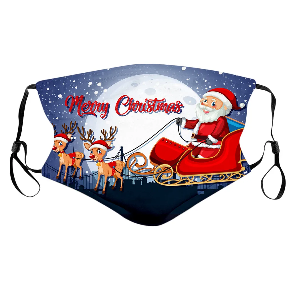 

1PC Adult's Prints Christmas Washable Reuse Masque Dustproof Protection Breathable Mask Mascarilla
