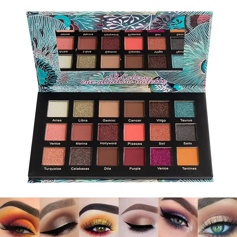 

18 Color Makeup Sweet Party Eyeshadow Pallete Neon Palette Shimmer Glitter Matte Shades Matellic Nude Blendable Pigment