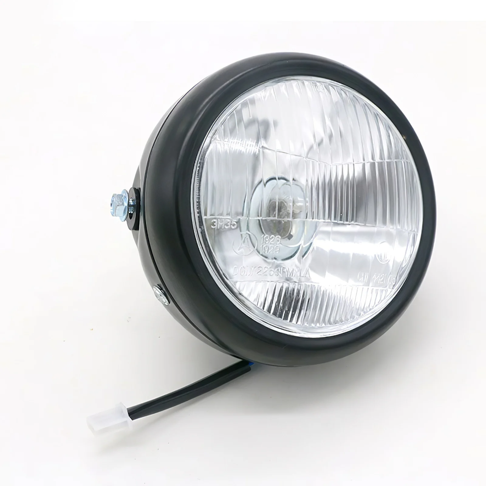 

6.3" 35W Universal Retro Motorcycle Headlight Halogen Motorbike Headlamp Black Aluminum Front Light Vintage Headlight