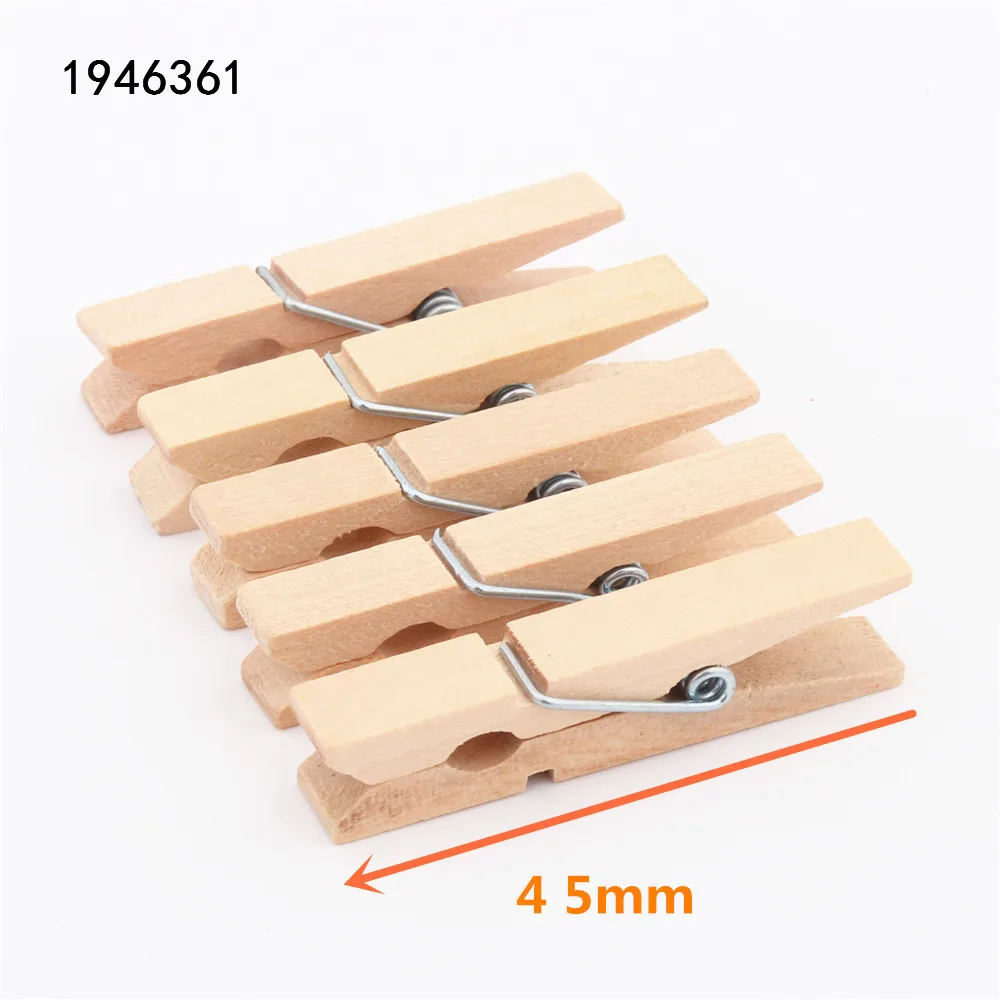 5pcs 45mm 25 мм, 35 мм, 45 мм, 60 мм, 72 мм, цветные деревянные зажимы для фотографий, прищепки, декоративные зажимы, школьные офисные зажимы - Цвет: 5pcs 45mm