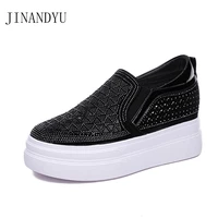 high heel chunky sneakers womens slip on vulcanize shoes on platform wedges shoes for women lace silver black sneakers femme