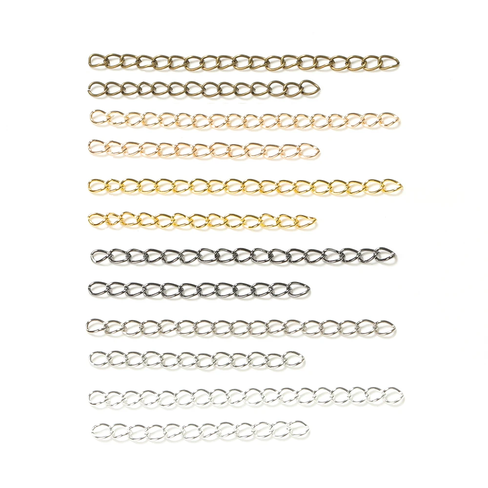 

100pcs Necklace Extension Chain 50mm 70mm Bulk Bracelet Extended Chains Tail Extender for DIY Jewelry Making Findings Wholesale