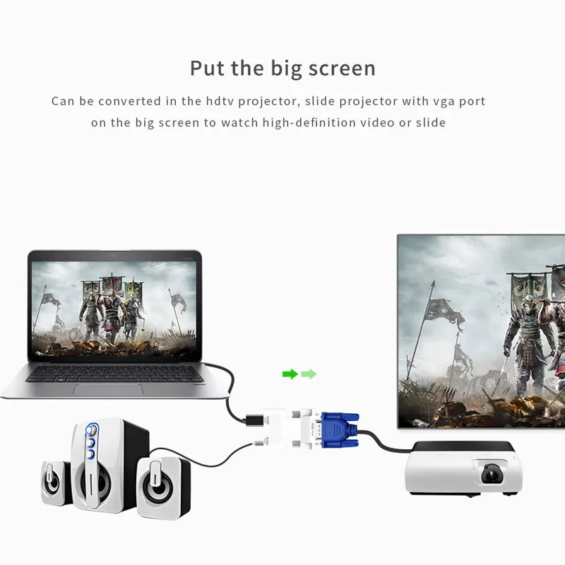 Преобразователь HD 1080P HDMI VGA с аудиоадаптером поддержка Сигнальный выход для