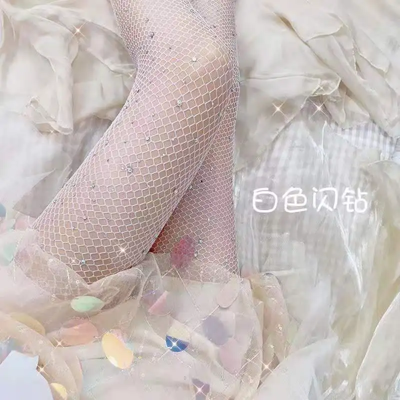 

Women's Sexy Hollow Out Pantyhose Fashion Nightclub Diamond Lace Fishing Net Socks Tights Leopard Butterfly Thigh High Silk Sox