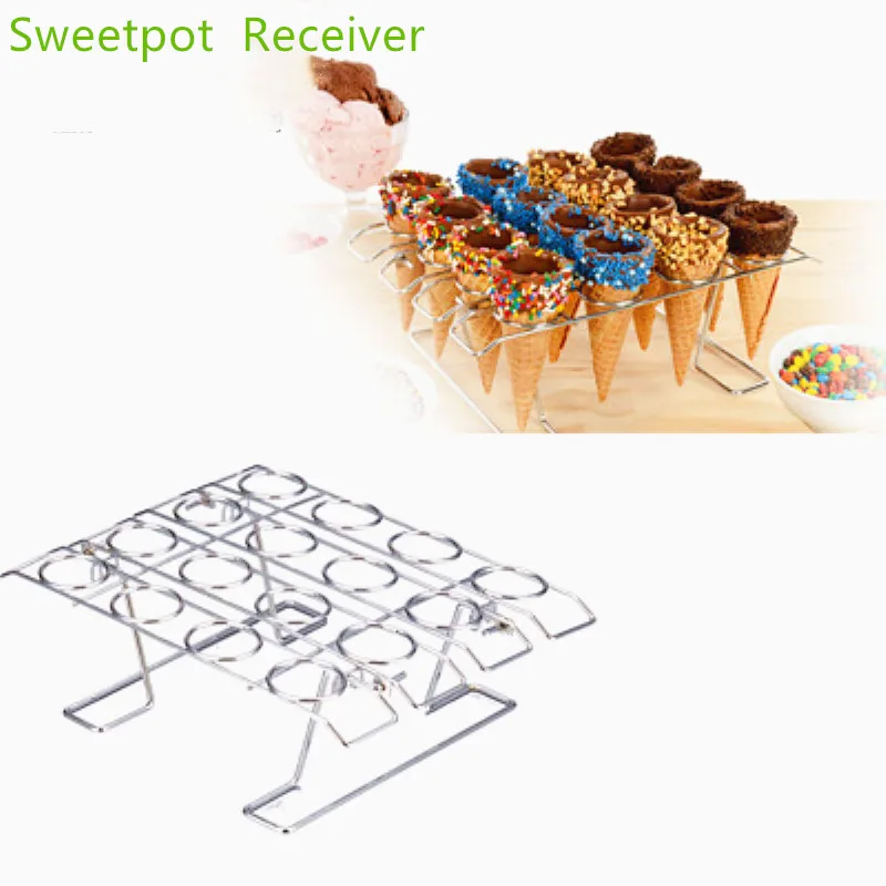 

304 stainless steel 16 cone ice cream cake stand afternoon tea wedding party tableware new baking tray cake shop rack