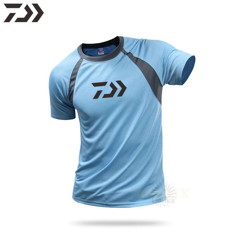 

New Summer Men's Fishing T-Shirt Daiwa Short Sleeve Thin Multi-color Fishing Tee Daiwa Breathable Quick Dry Fishing Clothing
