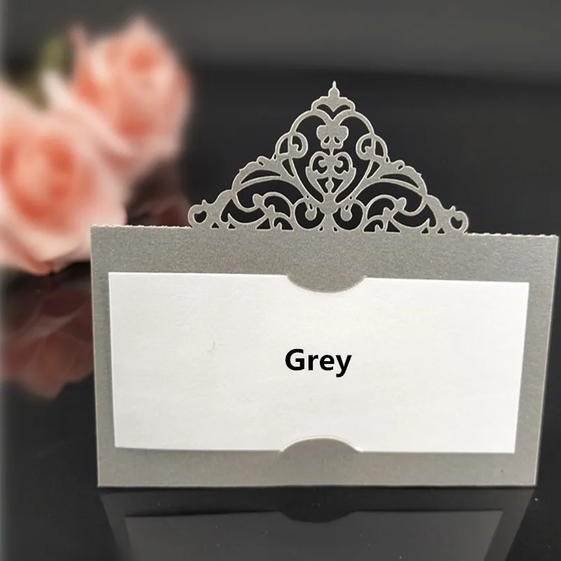 grey 100 шт лазерная резка Место карточка сопровождения имя место сиденье карты свадебные принадлежности настольные карты для вечерние украшения стола 6zSH873 - Цвет: grey