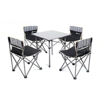 hewolf portable folding table and chair 5 piece storage outdoor camping picnic bbq leisure family party table and stool set