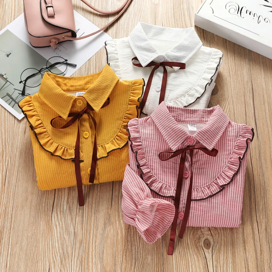 Новинка зимние блузки для девочек детские рубашки с длинным рукавом большие