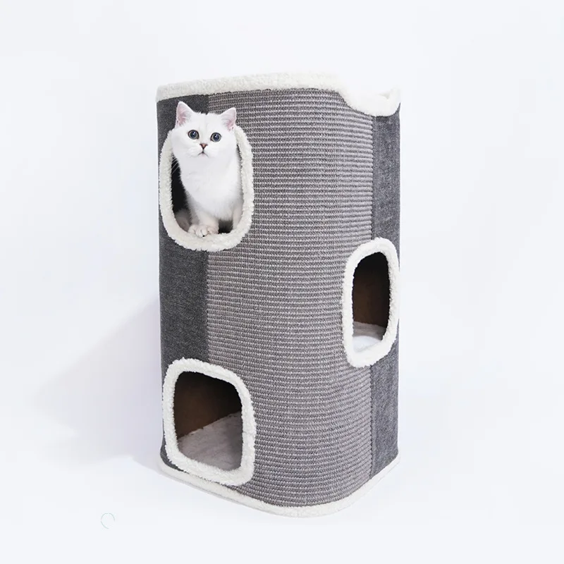 

Sisal Barrel Cat Climbing Frame Cat Litter Cat Tree One Seasons Universal Semi-Closed Villa Luxury Pet Supplies