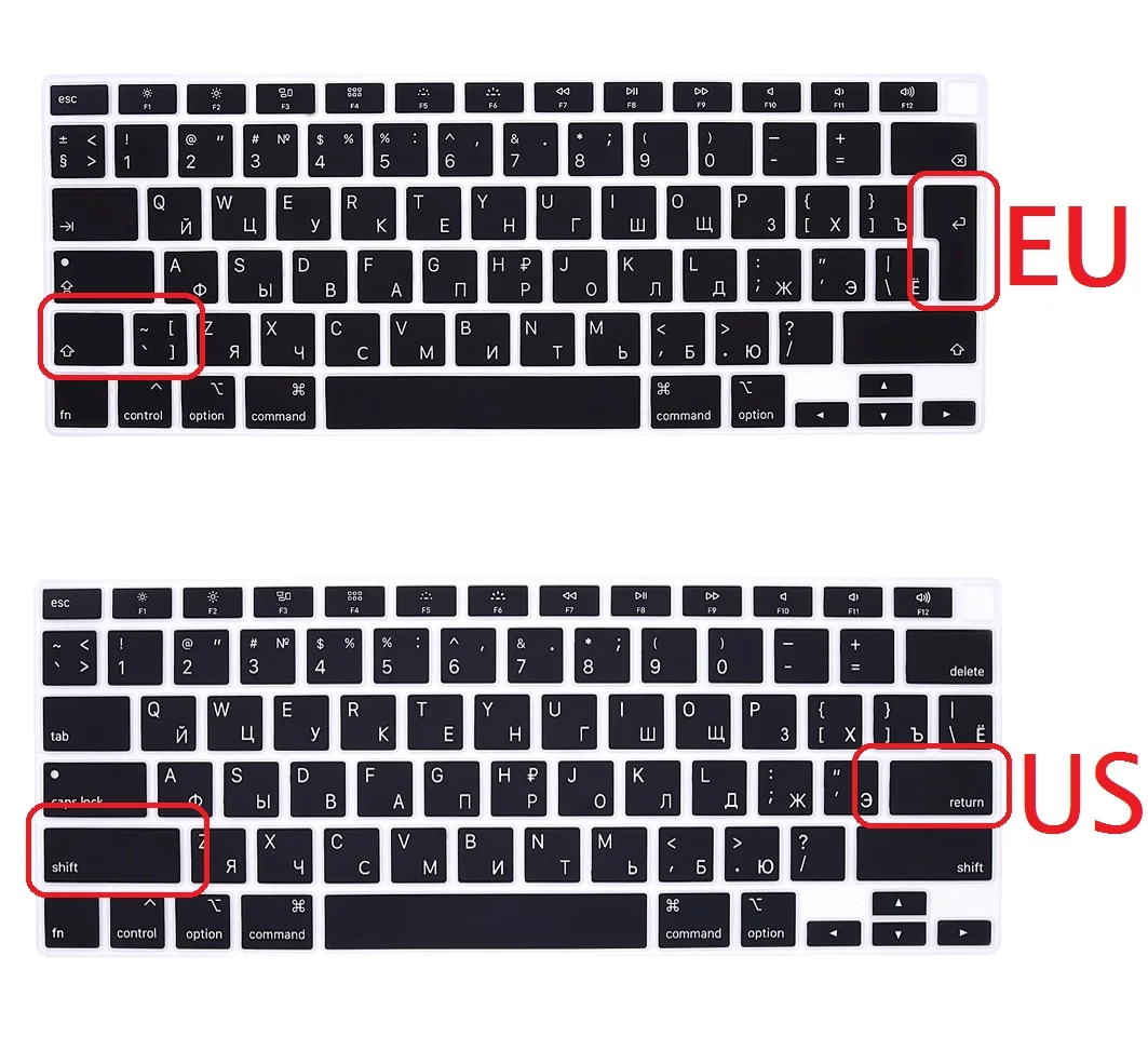Мягкий чехол для Macbook Air 13 2020 M1 Chip A2337 русская клавиатура европейского и