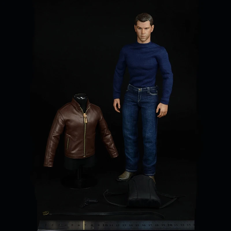 1/6 весы Матт Дамон мужской костюм агента кожаная куртка рубашка джинсы штаны