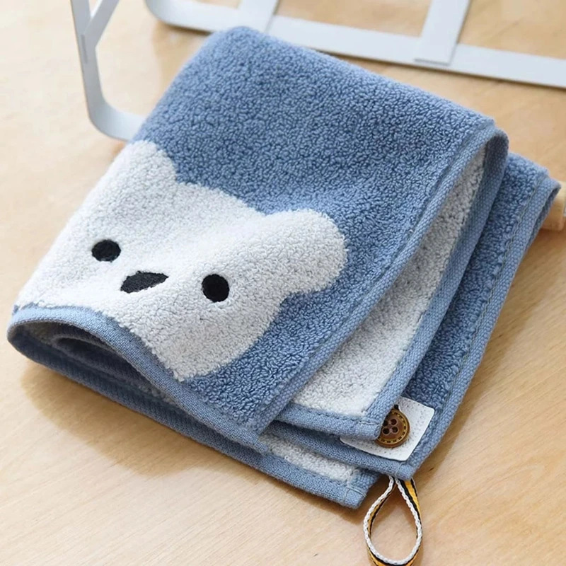

Children Towels Baby Face Towel Cute Cartoon Bear Pattern Hangable Hand Towel Soft Cotton Towels Kids Bathroom Products