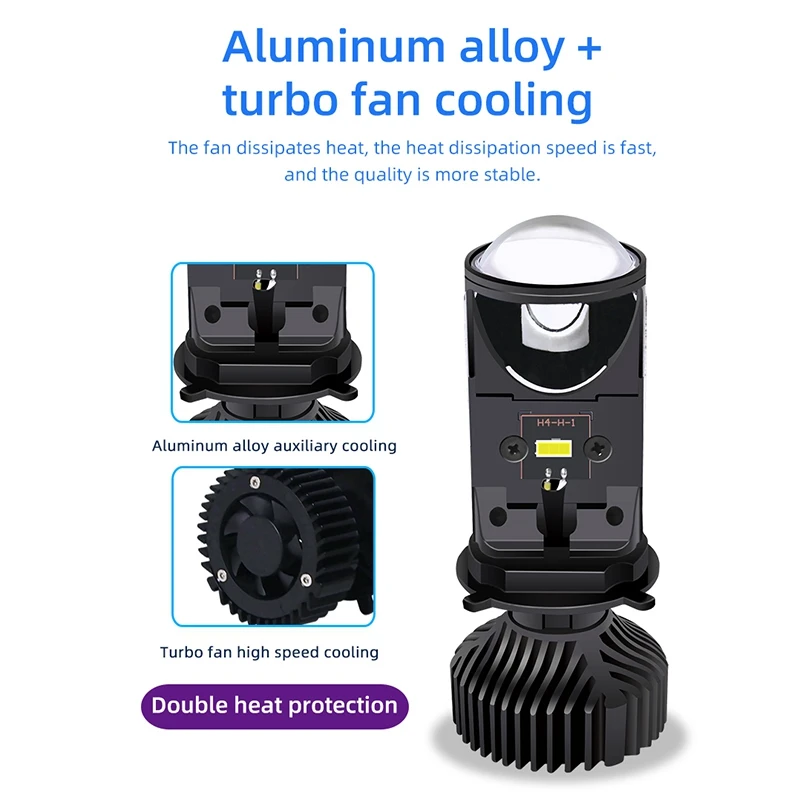 

60W/Pair Lamp H4 LED Mini Projector Lens Automobles Bulb 8000LM Conversion Kit Hi/Lo Beam Headlight RHD LHD