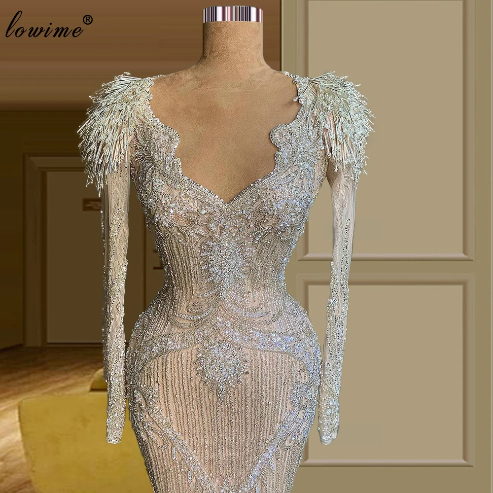 Heavy Handmade Beads Evening Dresses Long Sleeves Formal Evening Gowns Special Occasion Dresses Evening Wear платье 2021 Party