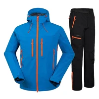 mens waterproof softshell fleece jackets and pants outdoor trekking camping hiking jacket male winter windproof climb trousers