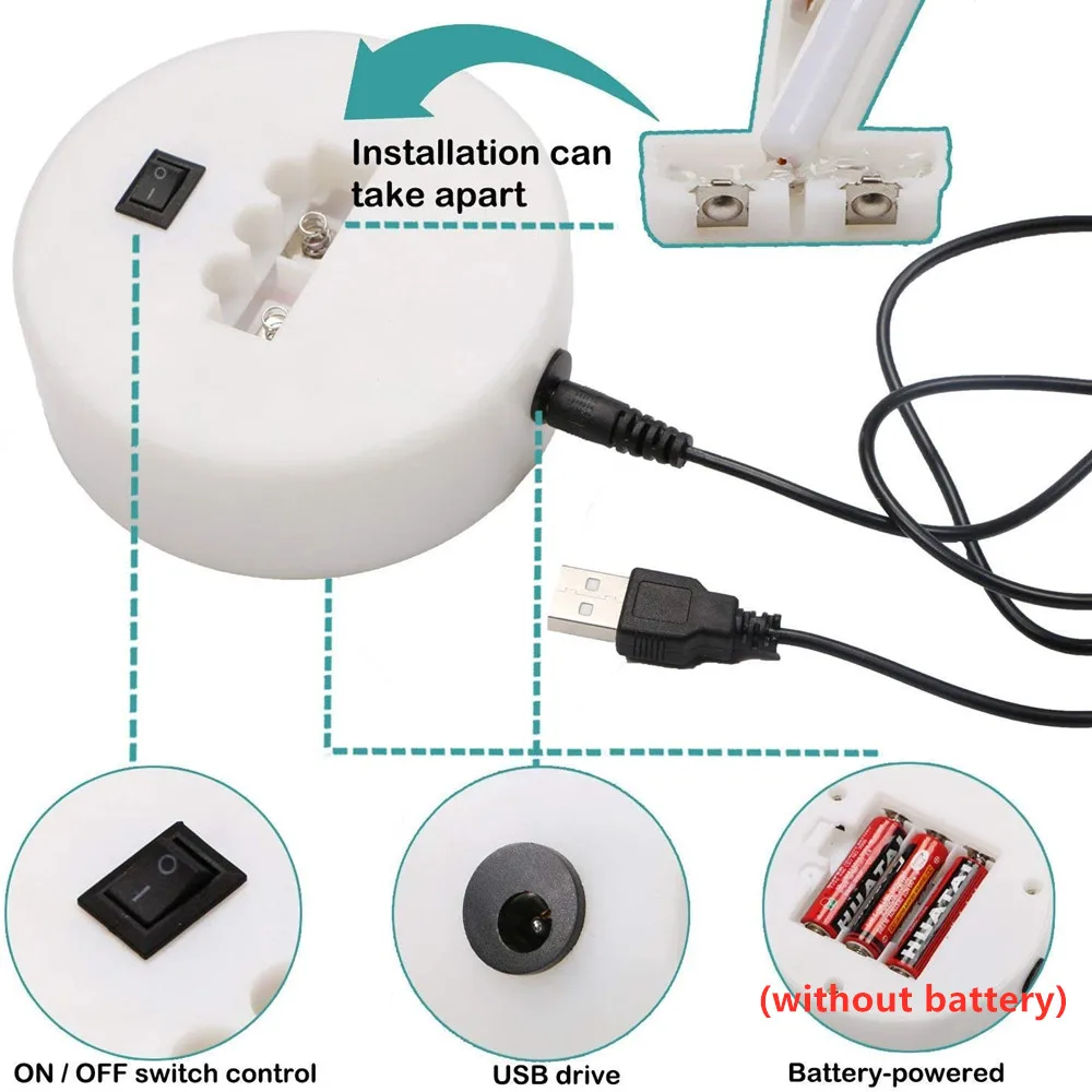 Неоновый ночник в форме кактуса с зеленой лампой питание от USB и аккумулятора