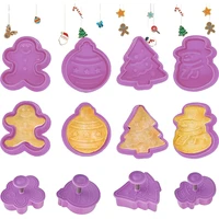 4pcsset christmas cookie biscuit plunger cutter mould fondant cake mold bake diy baking mould tools gingerbread cookie cutters