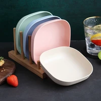 simple wheat pp plate dessert dishes fruit bread dinner plates squre solid tray kitchen household tablewares utensils